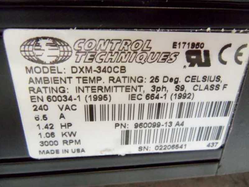 CONTROL TECHNIQUES DXM-340CB MOTOR 960099-13 REV. A2, 1.42 HP  NSNP