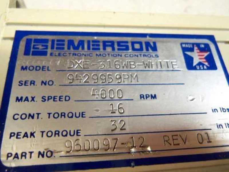 EMERSON DXE-316WB-WHITE MOTOR 960097-12 REV. 01 4000 RPM  UNMP