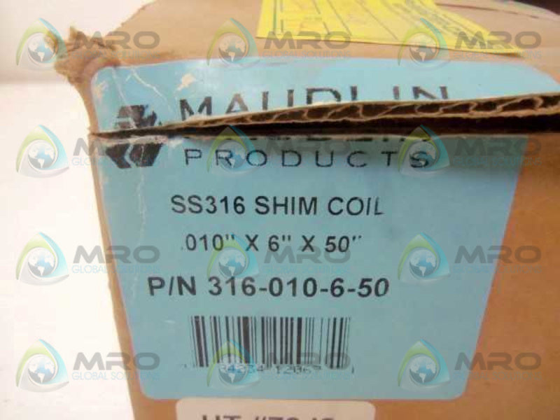 MAUDLIN 316-010-6-50 SHIM SS316 010"x6"x50"  NSMP
