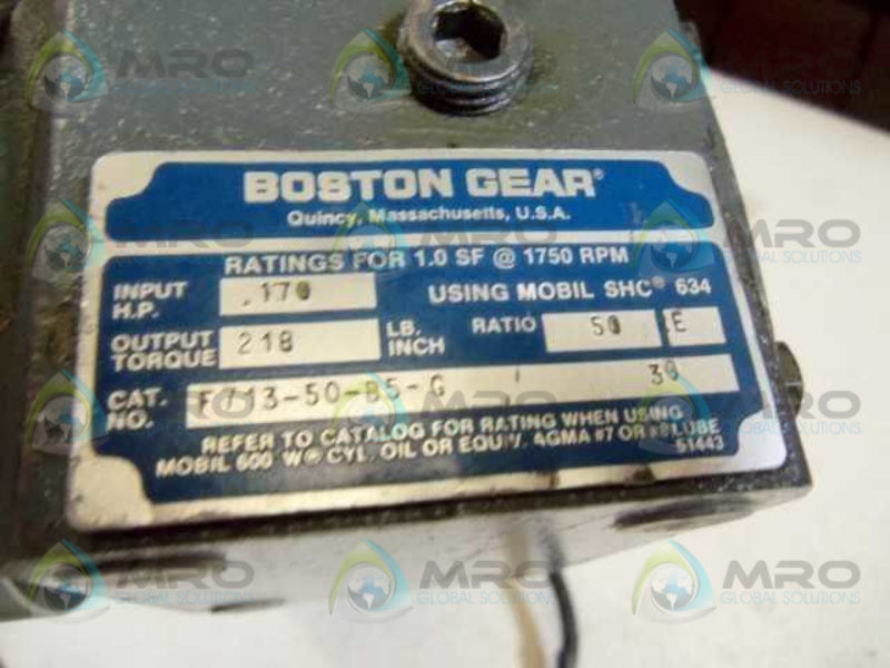 EMERSON DXE-455W MOTOR w/ BOSTON GEAR F713-50-B5-G GEAR REDUCER  UNMP