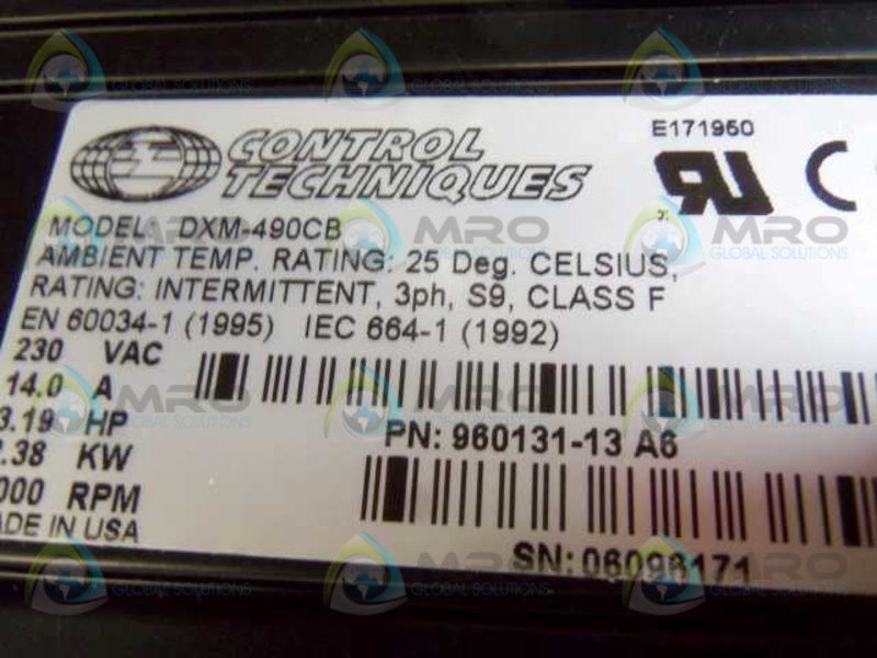 CONTROL TECHNIQUES DXM-490CB MOTOR 960131-13 REV. A6, 3.19 HP  NSMP
