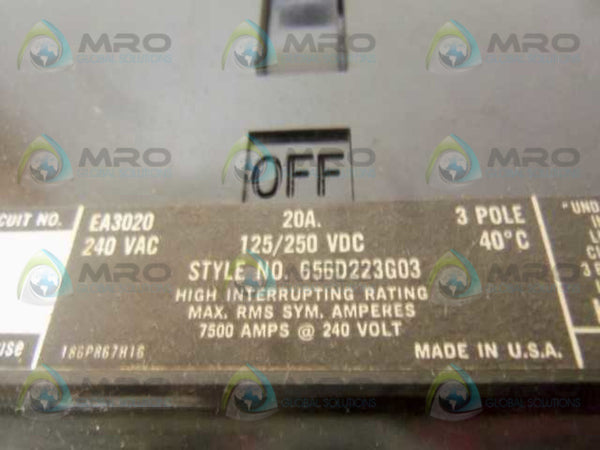 WESTINGHOUSE EA3020 CIRCUIT BREAKER 20A  NSMP