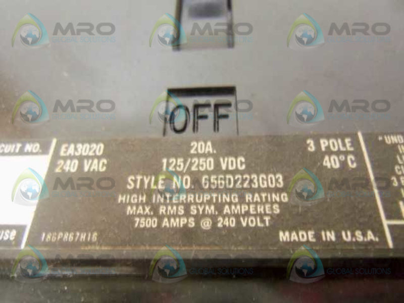 WESTINGHOUSE EA3020 CIRCUIT BREAKER 20A  NSMP