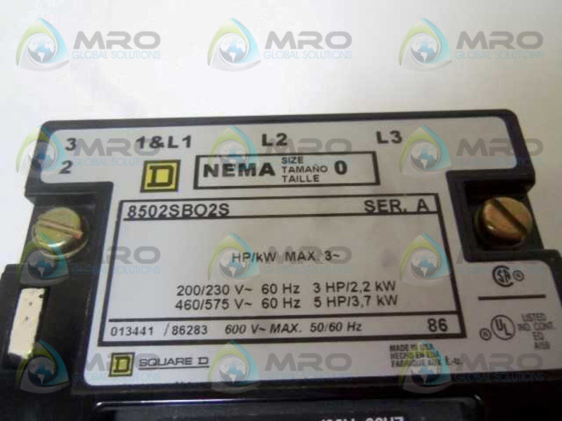 SQUARE D 8502BO2S 120V UNMP