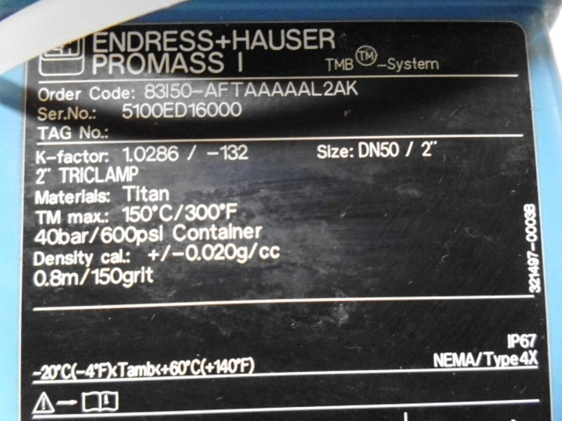 ENDRESS+HAUSER PROMASS 1 83150-AFTAAAAAL2AK FLOWMETER  NSNP