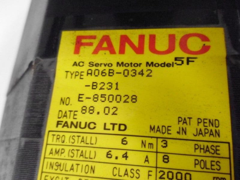 FANUC A06B-0342-B231 SERVO MOTOR  UNMP