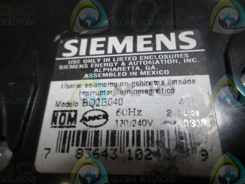 SIEMENS BQ2B040 CIRCUIT BREAKER 40A  UNMP
