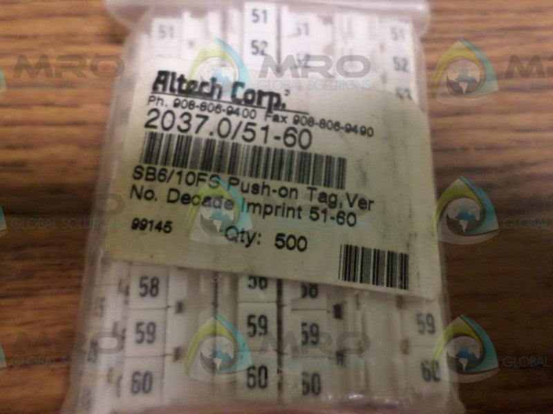 LOT OF 500 ALTECH CORP 2037.0/51-60  NSNP IN A BAG