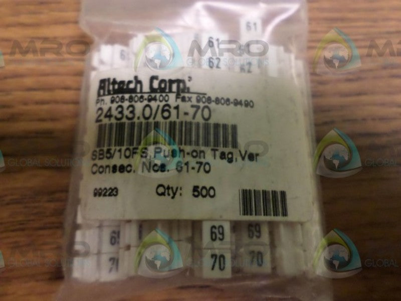 LOT OF 500 ALTECH CORP 2433.0/61-70  NSNP IN A BAG