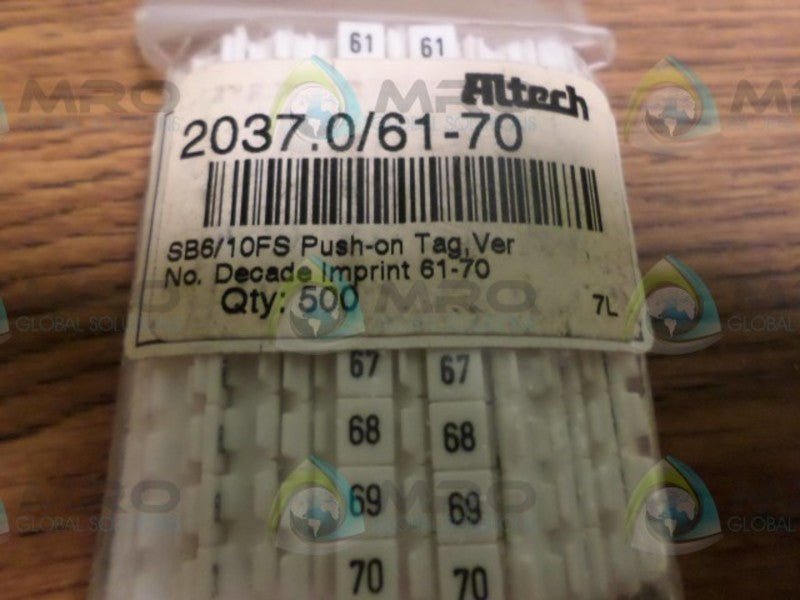 LOT OF 500 ALTECH CORP 2037.0/61-70  NSNP IN A BAG