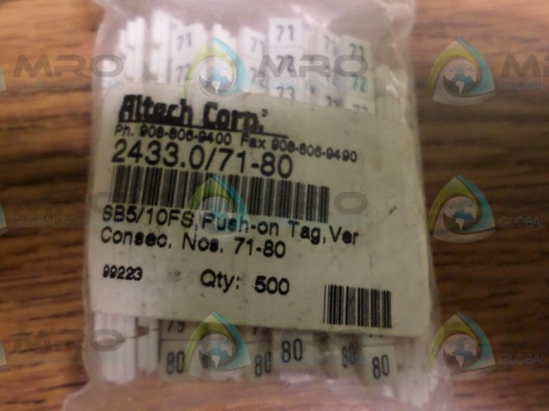 LOT OF 500 ALTECH CORP 2433.0/71-80  NSNP IN A BAG