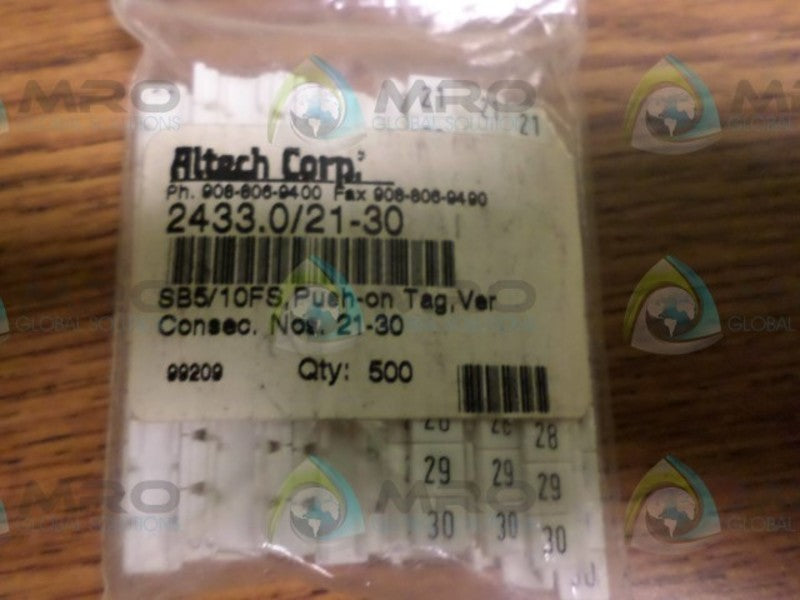 LOT OF 500 ALTECH CORP 2433.0/21-30  NSNP IN A BAG