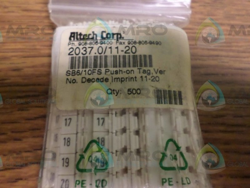 LOT OF 500 ALTECH CORP 2037.0/11-20  NSNP IN A BAG