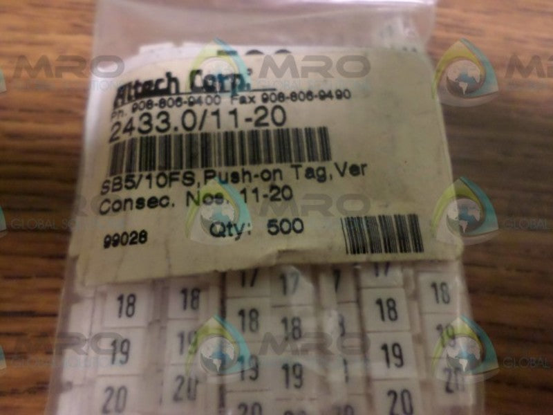 LOT OF 500 ALTECH CORP 2433.0/11-20  NSNP IN A BAG
