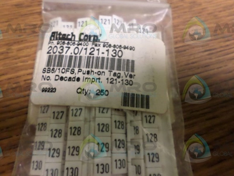 LOT OF 250 ALTECH CORP 2037.0/121-130  NSNP IN A BAG