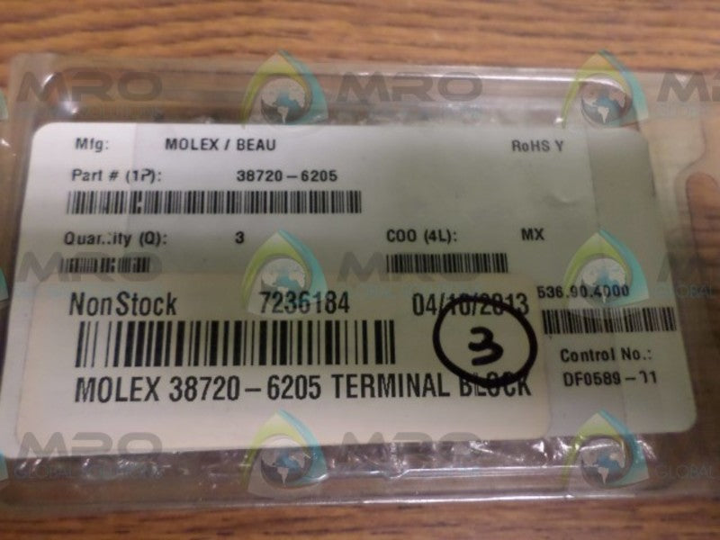 LOT OF 3 MOLEX 38720  NSMP