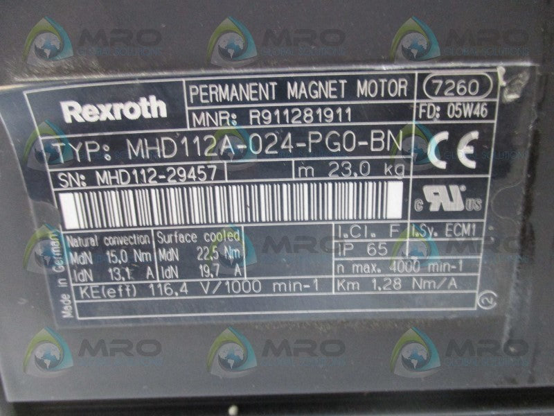 REXROTH MHD112A-024-PG0-BN SERVO MOTOR  UNMP