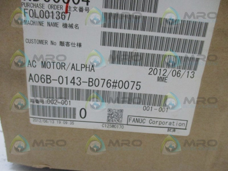 FANUC A06B-0143-B076#0075 SERVO MOTOR  NSFS