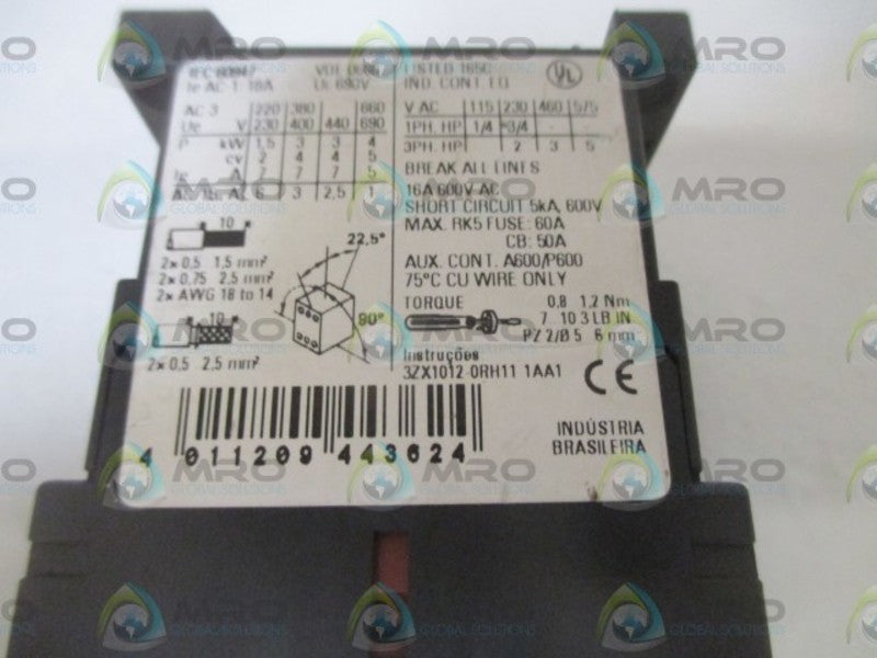 SIEMENS 3RT1015-1AN11 UNMP