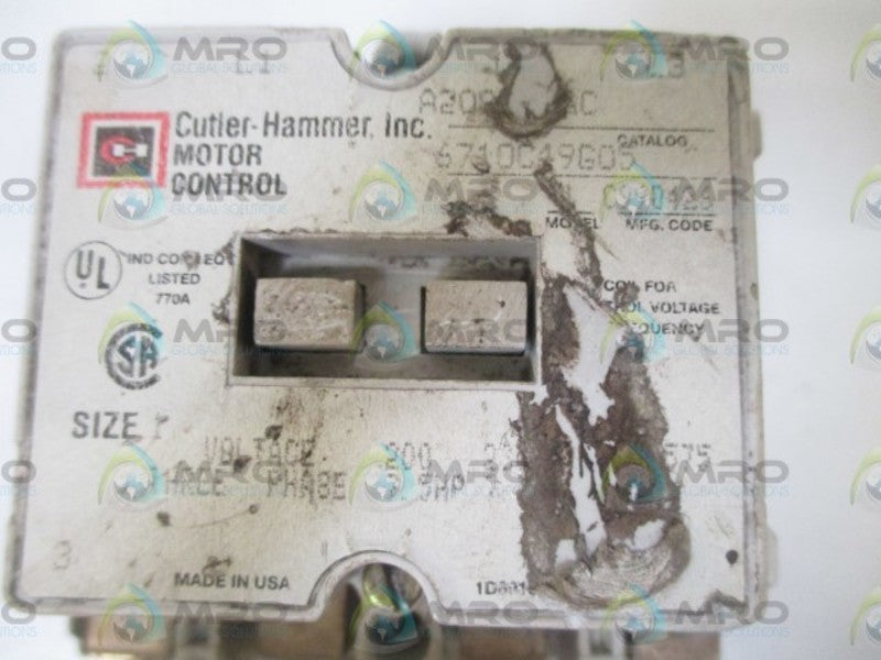 CUTLER HAMMER 6710C49G05 7.5HP UNMP
