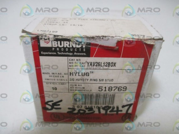 LOT OF 10 BURDY YAV26L12BOX HYLUG NSMP