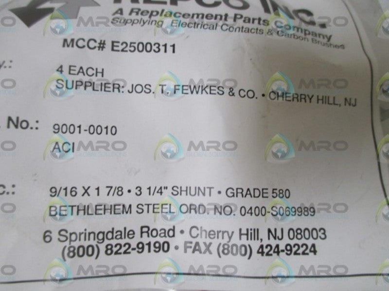 LOT OF 4 REPCO INC. 9001-0010 SHUNT NSNP IN A FACTORY BAG