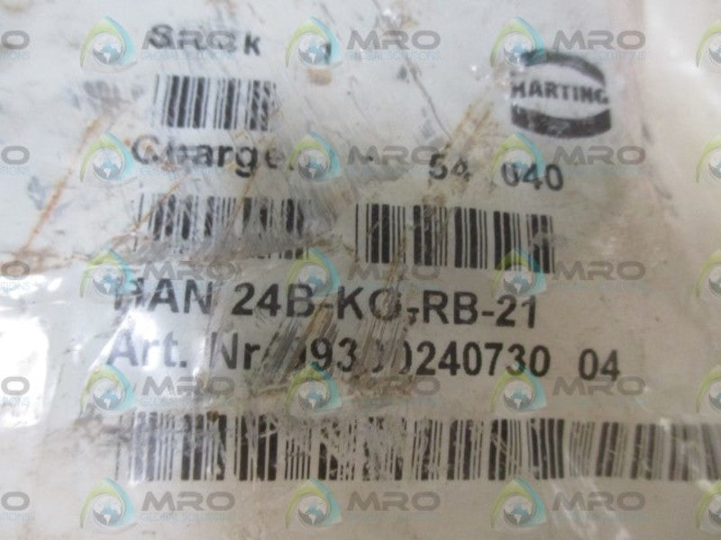 HARTING HAN 24B-KG-RB-21 CONNECTOR HOOD  NSNP IN  A FACTORY BAG