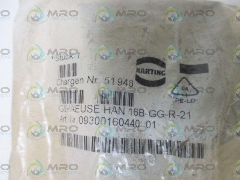 HARTING HAN 16B-GG-R-21 CONNECTOR HOOD  NSMP