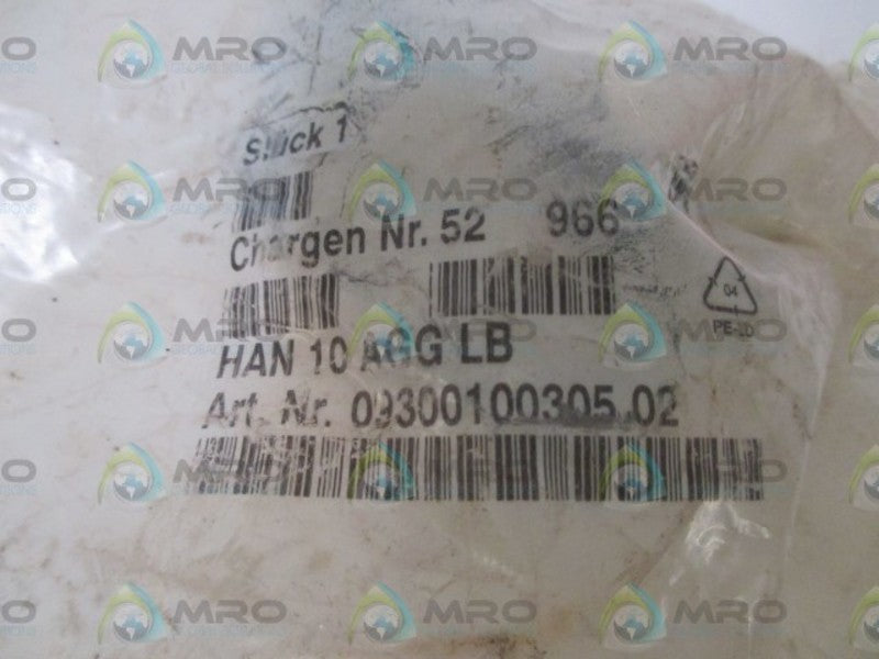 HARTING HAN 10 AGG-LB CASING ACCESSORY  NSMP