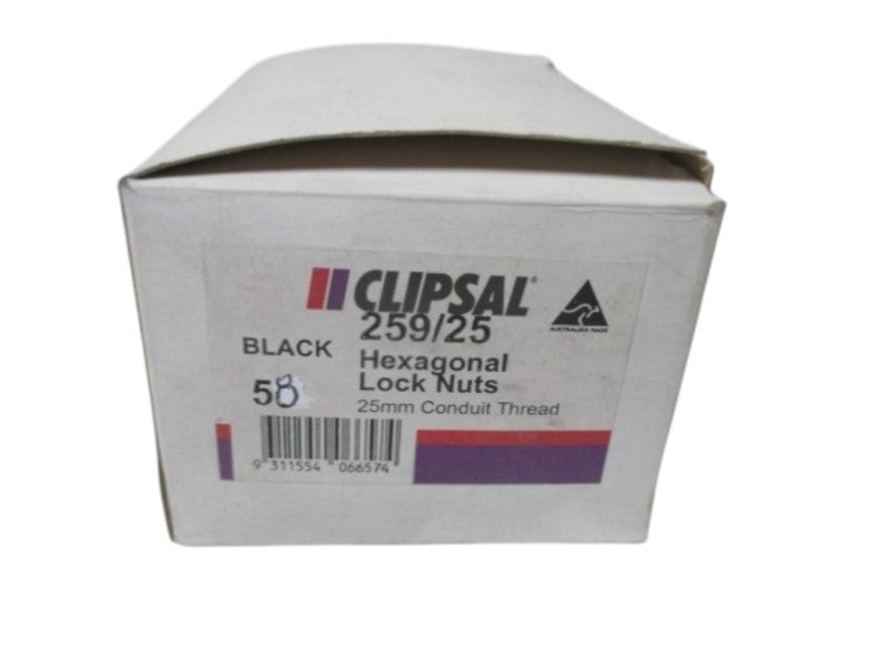 LOT OF 58 CLIPSAL 259/25 HEXAGONAL LOCK NUTS NSMP