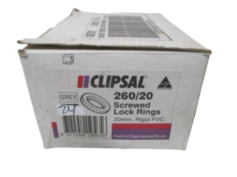 LOT OF 24 CLIPSAL 260/20 SCREWED LOCK RINGS NSNP IN  A BOX