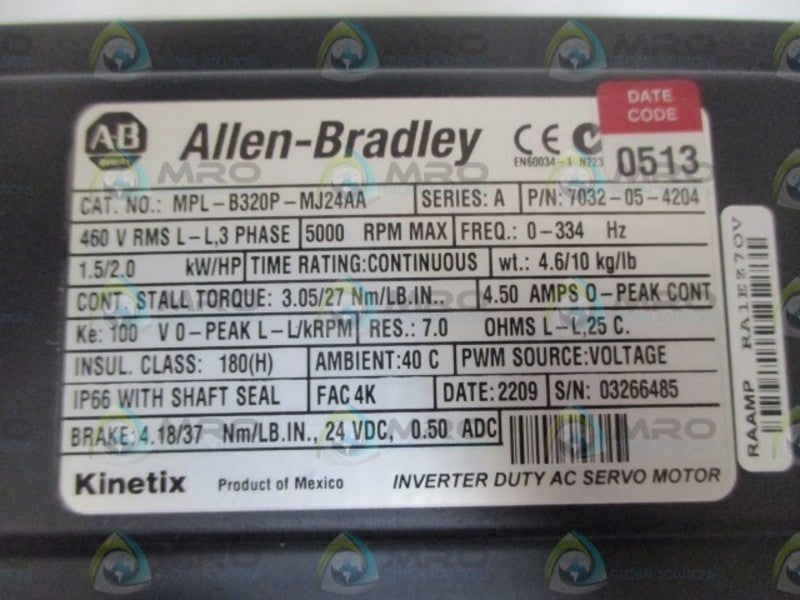 INDUSTRIAL SPARE PART MPL-B320P-MJ24AA SER. A (REMANUFACTURED)  NSMP