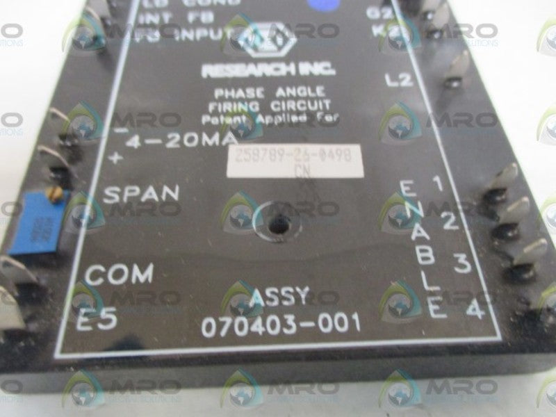 RESEARCH INC. 070403-001 PHASE ANGLE  UNMP