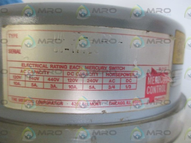 MERCOID CONTROL  DA-31-2 RG2 PRESSURE CONTROL  UNMP
