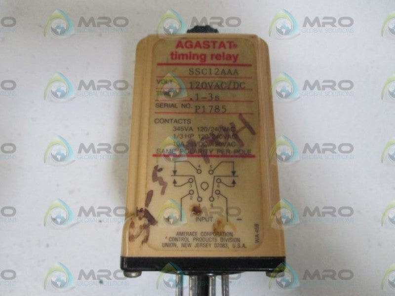 AGASTAT SSC12AAA TIMING RELAY .1-3S 120VAC/DC  UNMP