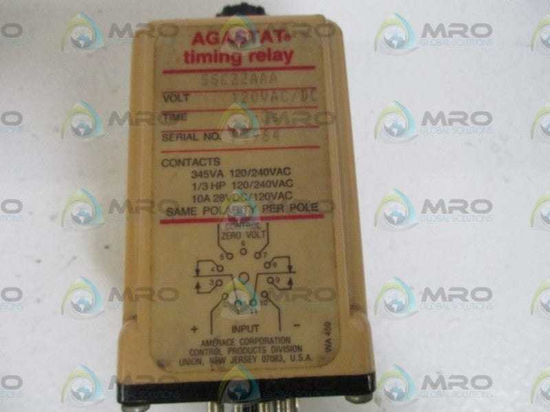 AGASTAT SSC22AAA TMING RELAY .1-3S 120VAC/DC  UNMP