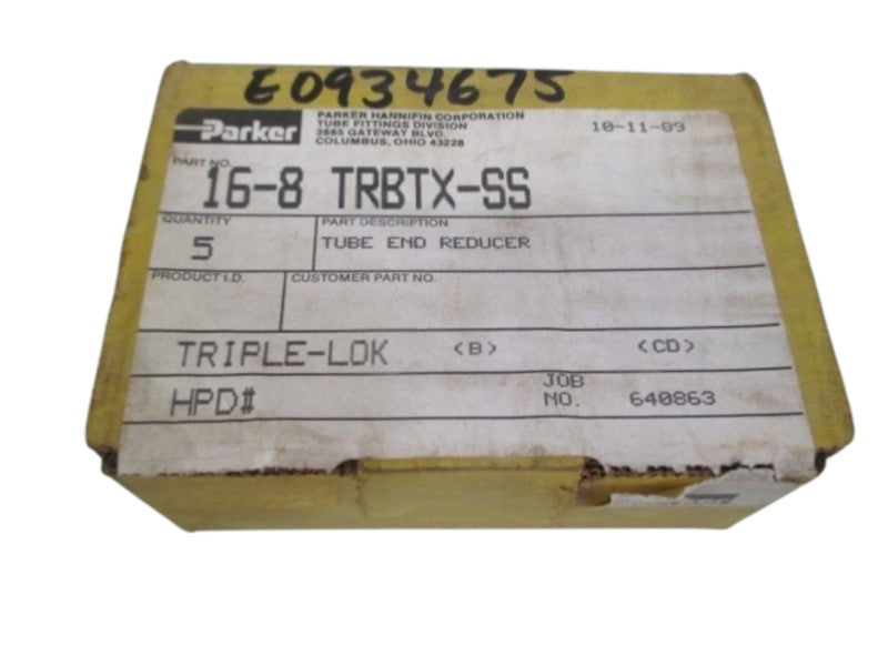 LOT OF 5 PARKER 16-8 TRBTX-SS TRIPLE-LOK NSMP