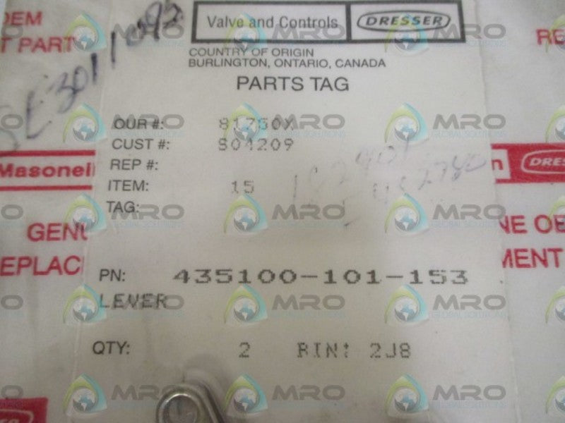 DRESSER 435100-101-153 LEVER (2QTY.)  ORIGINAL PACKAGE