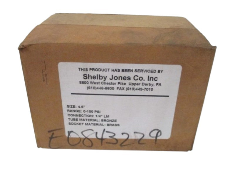 SHEBLY JONES CO INC. SIZE:4.5" GAUGE 0-100PSI NSMP