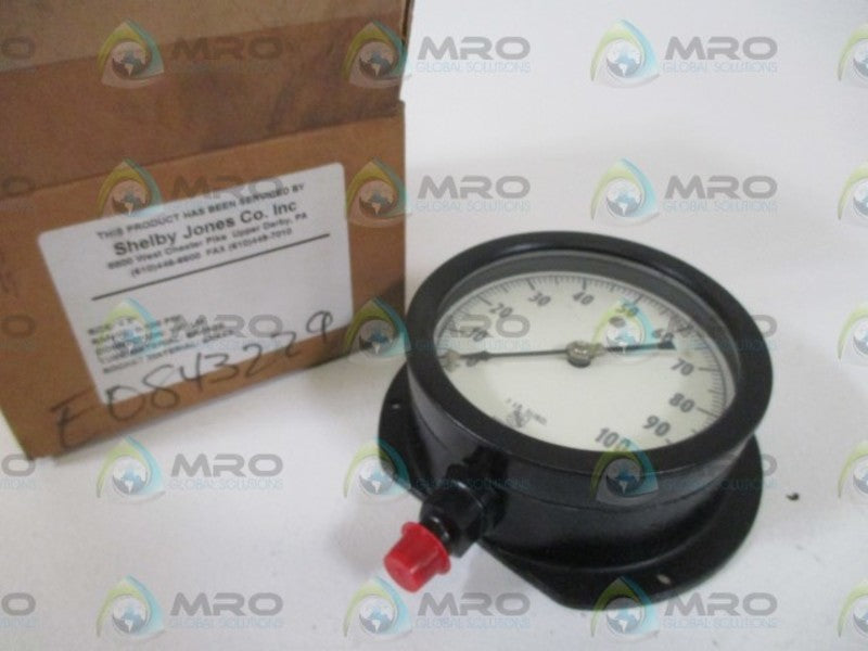 SHEBLY JONES CO INC. SIZE:4.5" GAUGE 0-100PSI NSMP