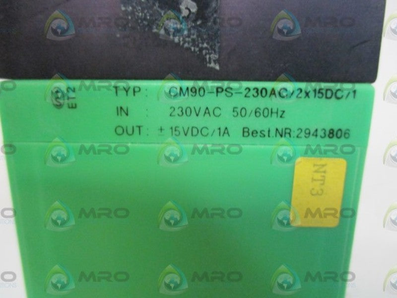 PHOENIX CONTACT CM90-PS-230AC/2X15DC/1 POWER SUPPLY  UNMP