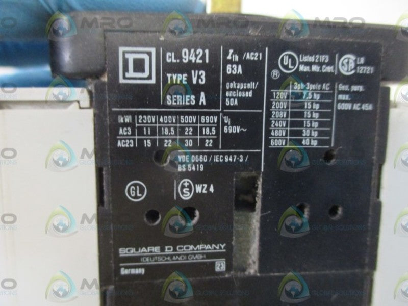 SQUARE D 9421-V3 ROTARY SWITCH  UNMP