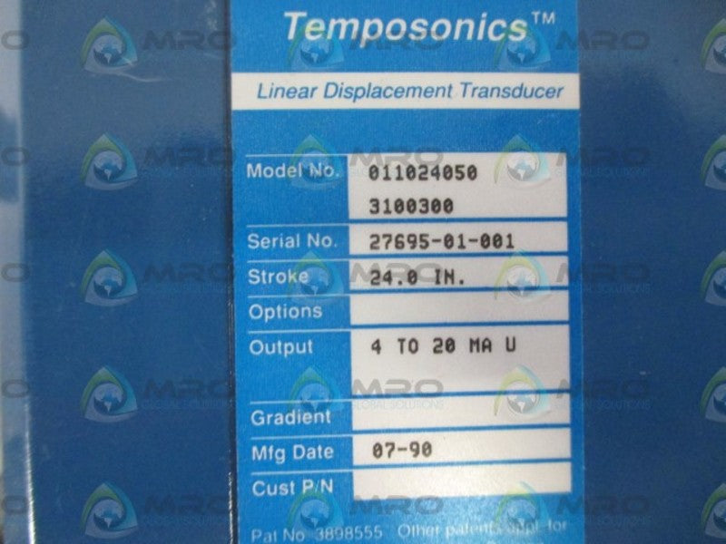 MTS TEMPOSONICS 011024050-3100300 DISPLACEMENT TRANSDUCER 4-20MA  NSNP