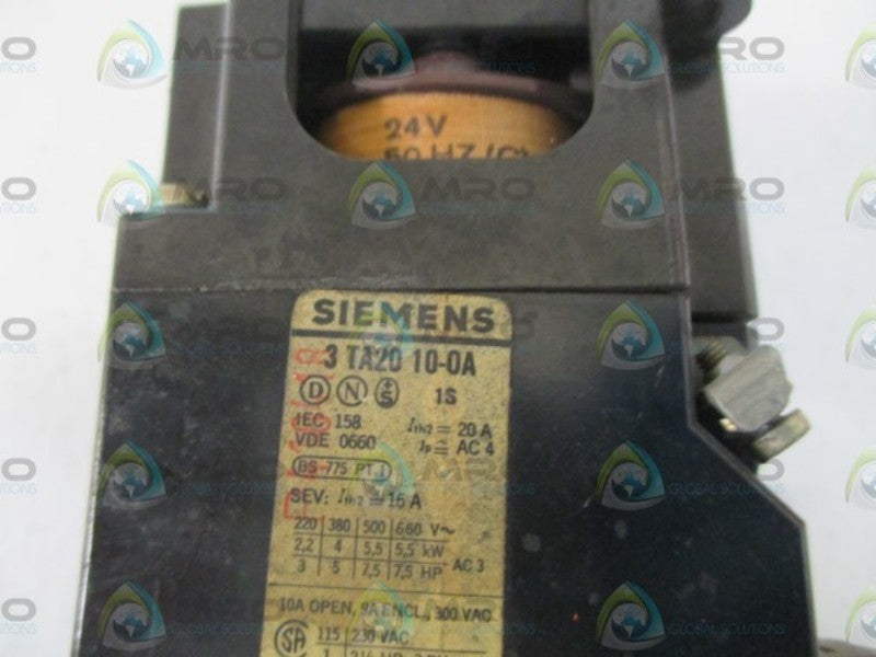 SIEMENS 3TA2010-0A CONTACTOR 24V  UNMP