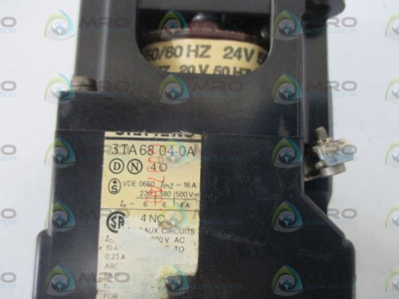 SIEMENS 3TA6804-0A CONTACTOR 24V  UNMP