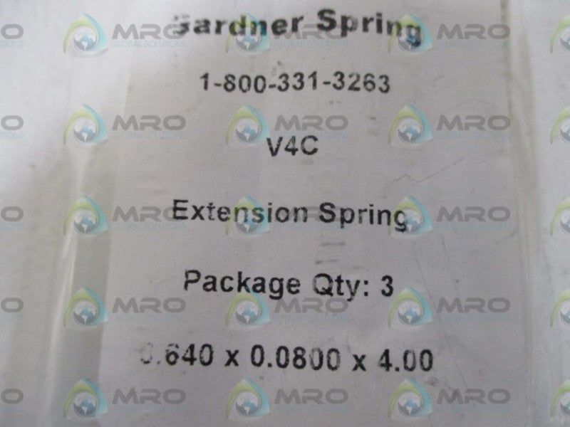 GARDNER SPRING V4C EXTENSION SPRING (3QTY) NSNP IN A FACTORY BAG