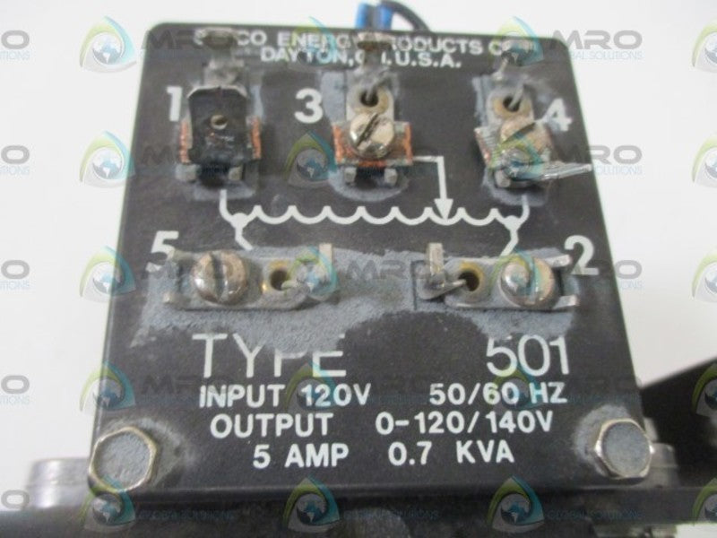 STACO 501 VARIABLE TRANSFORMER  UNMP