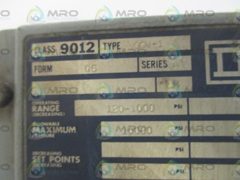SQUARE D 9012-GOW-1 SER.A PRESSURE SWITCH  UNMP