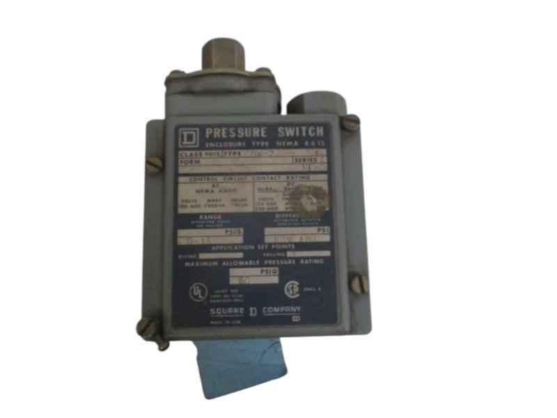 SQUARE D 9012-GDW-2 SER.A PRESSURE SWITCH  UNMP