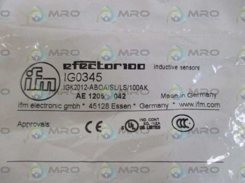 IFM EFECTOR IG0345 INDUCTIVE PROXIMITY SENSOR  NSMP